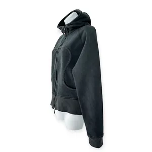 Lululemon | S | RARE Fuzzy White Logo Black Full-Zip Heavyweight Scuba Hoodie thumbnail 3