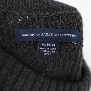 American Eagle Outfitters Sweater Women Medium Gray Ribbed Knit Mock Neck Winter thumbnail 2