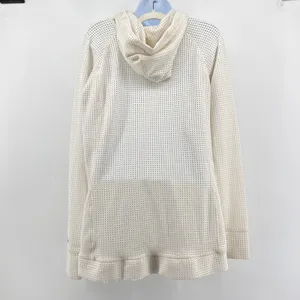 CALIA Laser Cut Cream Mesh Pullover‎ Hoodie Beach Coverup Swim Sweatshirt L thumbnail 8