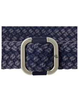 NWT Lauren Ralph Lauren Womens Slide-Buckle Woven Denim Belt Denim Blue L thumbnail 2