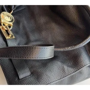 Vintage Michael Kors Carine Pebbled Leather Satchel Black Tote Shoulder Bag thumbnail 15