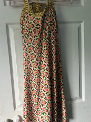 prAna Cali Dress in the Safari Guava geometric print thumbnail 3