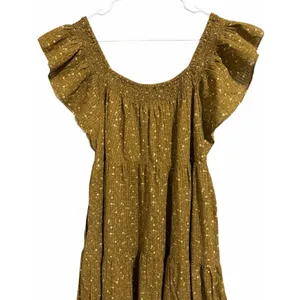 Madewell Ruffle-Sleeve Tiered Midi Dress in Daisy Stitch Weathered Olive Size L thumbnail 4