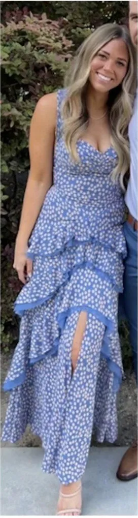 FREE PEOPLE Moon River Polka Dot Dress in Blue Size Medium thumbnail 1