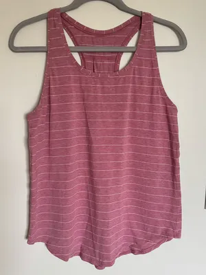 Lululemon Love Tank Sleeveless Stripe Heather Pink White Size M / L thumbnail 1