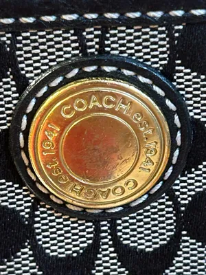 Coach Vintage Black Pebbled Leather & Signature Monogram Canvas Stripe Swingpack Crossbody Bag M0693-10796 thumbnail 11