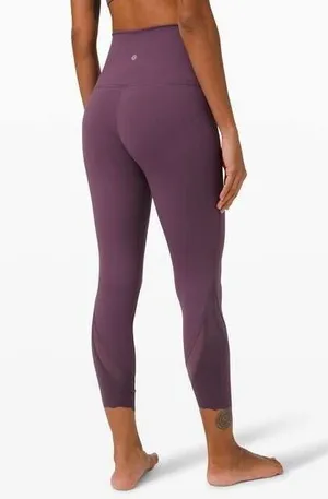 Lululemon Wunder Train High Rise Crop 21'' Women 10 Purple Culf Mesh Scallop Hem thumbnail 1