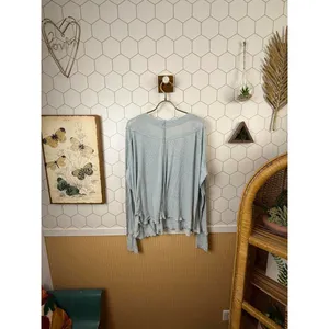 We the Free Light Blue Plunging V-Neck Long Sleeve Top - Size - Small thumbnail 3