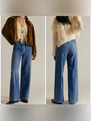 NWT Free People We The Free Libre Wide-Leg Jeans - blue goodie goodie - 32 thumbnail 2