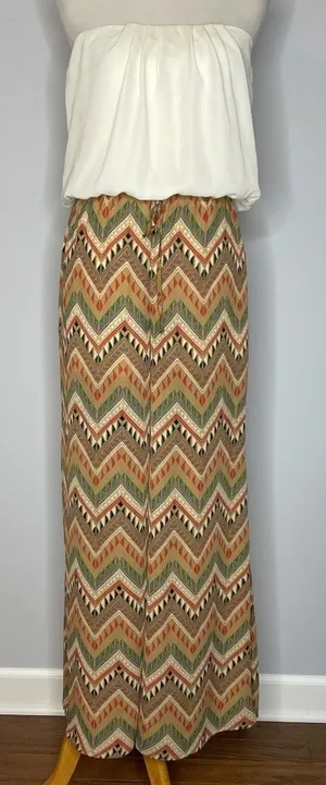 A'Gaci- Strapless Jumpsuit with Off White Top & Multicolor Patterned Pants thumbnail 1