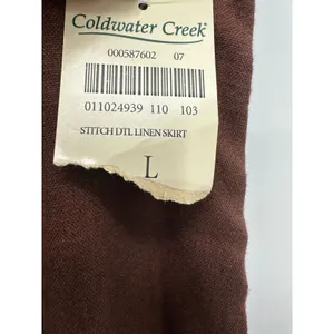 Coldwater Creek‎ Brown Linen Blend Maxi Skirt Size L Stitch Detail Hem AN18 thumbnail 7