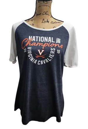 Fanatics Virginia Cavaliers‎ National Champions 2019 NCAA Women's T-Shirt Gray XL thumbnail 1
