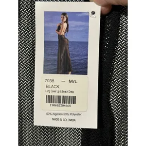 Mapalé NWT · M/L · Resort Swim Cover Up Dress · Sheer Mesh Long · Black thumbnail 6