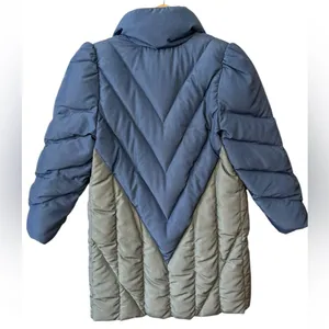 Quilted Down Puffer Coat Colorblock Oversized Collar Artwear Lagenlook VTG ILGWU thumbnail 2