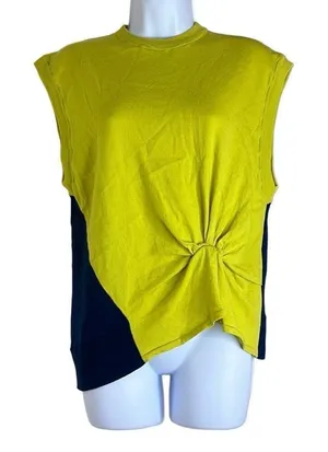 Nina Ricci Green Black Colorblock Knot Detail Wool Top Small Workwear‎ Luxury thumbnail 1