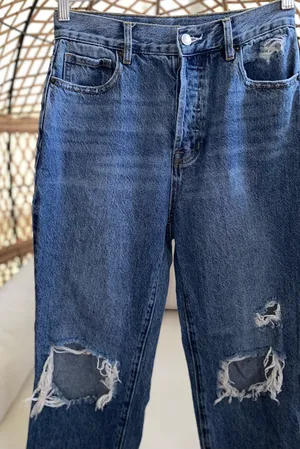 Pacsun Blue Distressed High Waisted Straight Leg Jeans Size 26 thumbnail 6