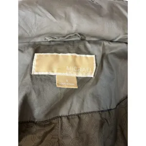 Michael Kors Women Olive Green Black Mixed Media Utility Jacket Small Brass Zip thumbnail 9