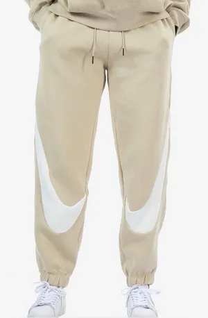 Nike Standard Fit Mid Rise Double Swoosh Sweatpants Womens Medium Tan DR6197-206 thumbnail 1