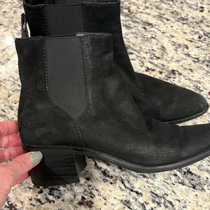 Dolce Vita black textured suede pointed toe pull on style 2” ankle boots thumbnail 3