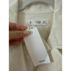 NWT Mango Buttons Denim Jumpsuit Cream White L thumbnail 5