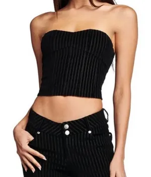 I.AM.GIA Top Briette Corset Strapless Cropped Crop Top Black Sz S NWT New thumbnail 1