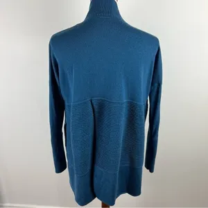 Lululemon Merino Sit In Lotus Wrap II Petrol Blue Open Front Cardigan Size 6 thumbnail 4