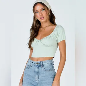 Princess Polly Kendall Crop Top in Sage Size 0 New with tag thumbnail 2