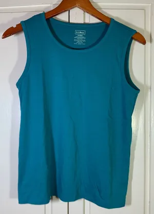 LL Bean Womens Small Teal Blue 100% Supima Cotton Sleeveless Scoop Neck Tank Top thumbnail 1