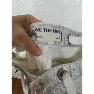 Free People We The Free Good Luck Mid-Rise Barrel Jeans Metallic Silver Foil 29 thumbnail 5