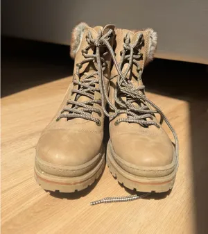 Steve Madden Tan Lace-Up Faux Fur Collar Boots thumbnail 2