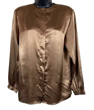 Vintage Justine Todd Long Sleeve Button Down Blouse Size 8 Gold thumbnail 1