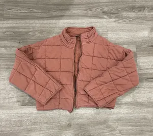 Blue Blush Fall Quilted Crop Puffer Jacket thumbnail 1