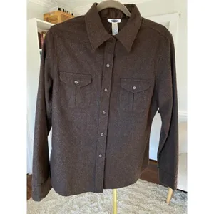 Old Navy Brown Wool Button Up Shirt Jacket‎ Quiet Luxury Old Money Clean Girl thumbnail 2