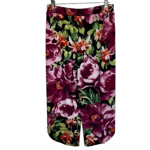 G.I.L.I. Black Floral Wide Leg Pull On Knit‎ Cape Pants NWOT Size XS thumbnail 7