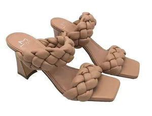 Marc Fisher LTD Hammy Braided Leather Sandals Square Toe Heeled Size 8.5 thumbnail 1