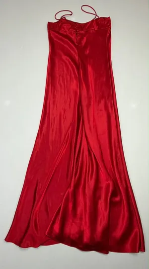 Private Moments Vintage Red Satin Maxi Slip Nightgown Dress thumbnail 6