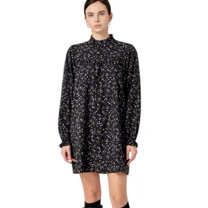 English Factory Floral Button Detail Mini Dress Black Size S thumbnail 13