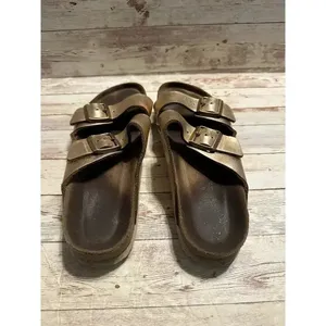 Birkenstock Arizona Soft Footbed Sandal Metallic Size 41 10 Copper Slip-on Boho thumbnail 2