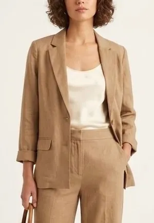 Cami NYC Owen Linen Cotton Blend Relaxed Blazer Jacket Butterscotch Brown XS thumbnail 1