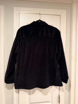 L.L.Bean Size M Petite Black Corduroy Cotton Button Front Shirt Jacket Shacket thumbnail 8