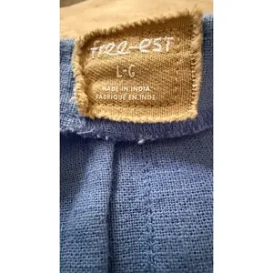Free-Est Blue 100% Linen Sleeveless Button Front Dress Large thumbnail 4