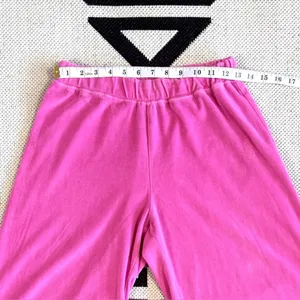 Lonely Ghost Y2K Pink Velour Rhinestone Wide Leg Tracksuit Pants Medium thumbnail 3