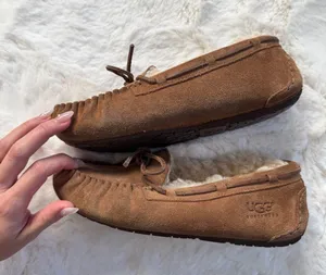 UGG Fur Moccasin Slippers 5 - Chestnut thumbnail 4