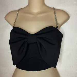 Windsor Black Crop Top with Glitter Straps thumbnail 1