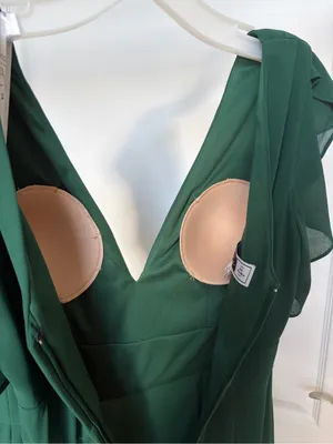 David's Bridal Juniper Green V-Neck Flutter Sleeve Bridesmaid Dress thumbnail 7