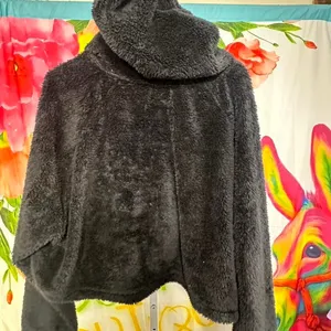 B84. Urban Outfitters black faux fur hoodie thumbnail 3