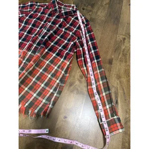 EUC Womens BKE Buckle Shirt Plaid Raw Edge Hem Boho Long Sleeve Button Up size M thumbnail 6