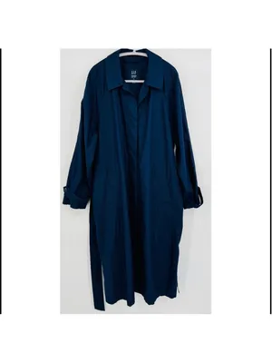 Gap Oversized Mac Trench Coat Navy Blue Size XL thumbnail 2