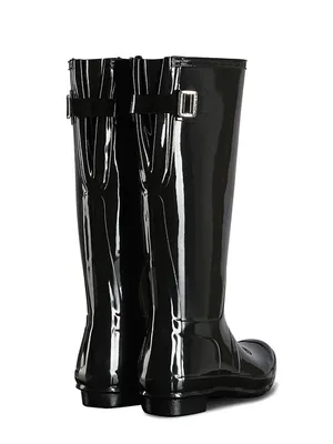 Hunter Black Original Adjustable Gloss Talk Rain Boots thumbnail 3