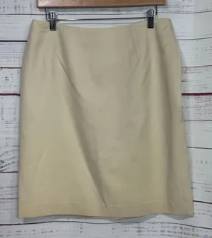 Adrianna Papell Women's Knit Pull On Midi Skirt Size 12 cream‎ Wool thumbnail 1